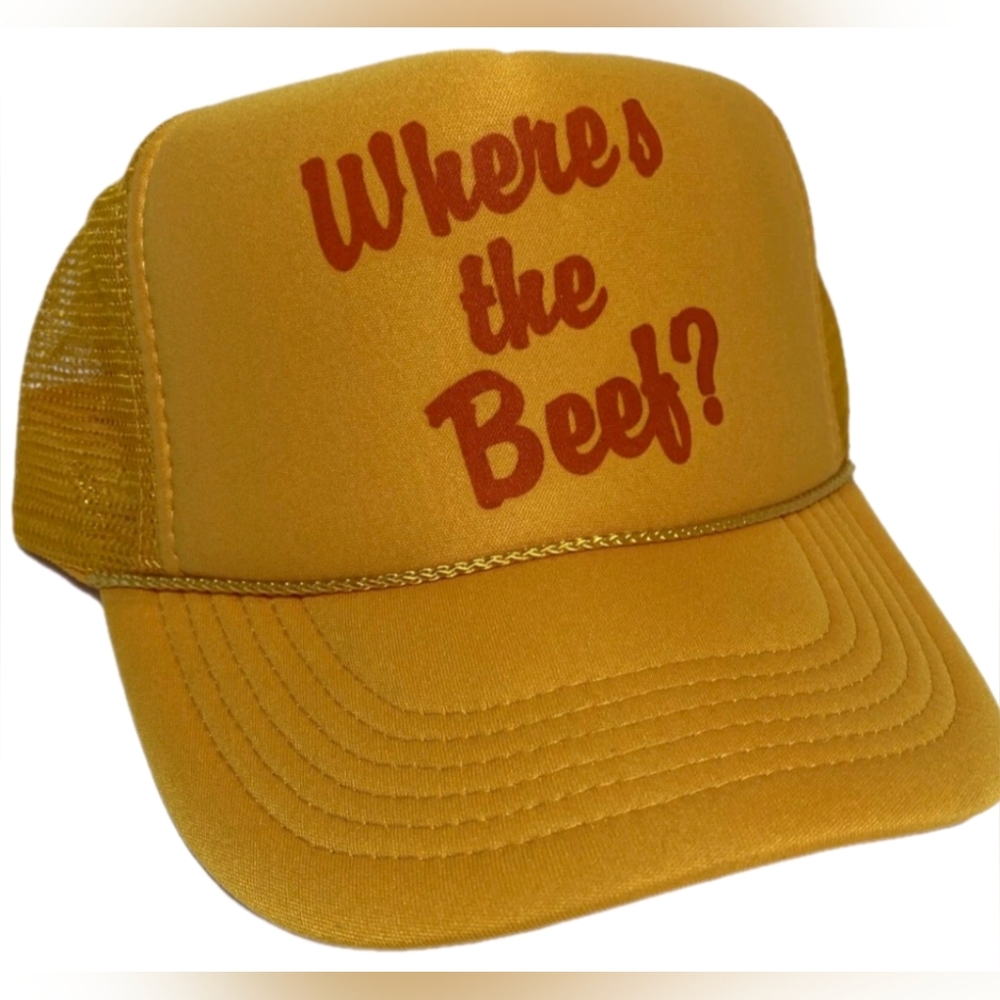 Retro 80s Fast Food Restaurant Burger Fan Vintage Where's The Beef Hat Cap Wear